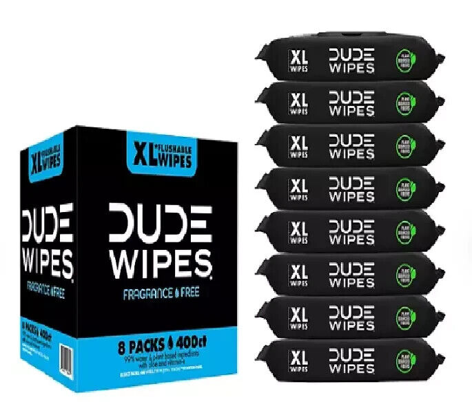 DudeWipesXL Flushable Wipes Fragrance Free 8 ct 400 wipes